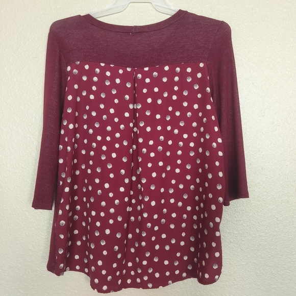 Papermoon Stitch Fix Marisol Mixed Media Knit Top cherry and white SZ L top3/4 - Picture 2 of 9